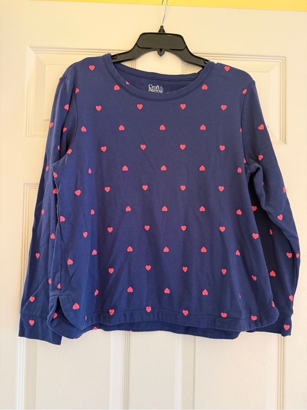 croft & barrow Navy Long-Sleeve Tee with Pink Heart Print